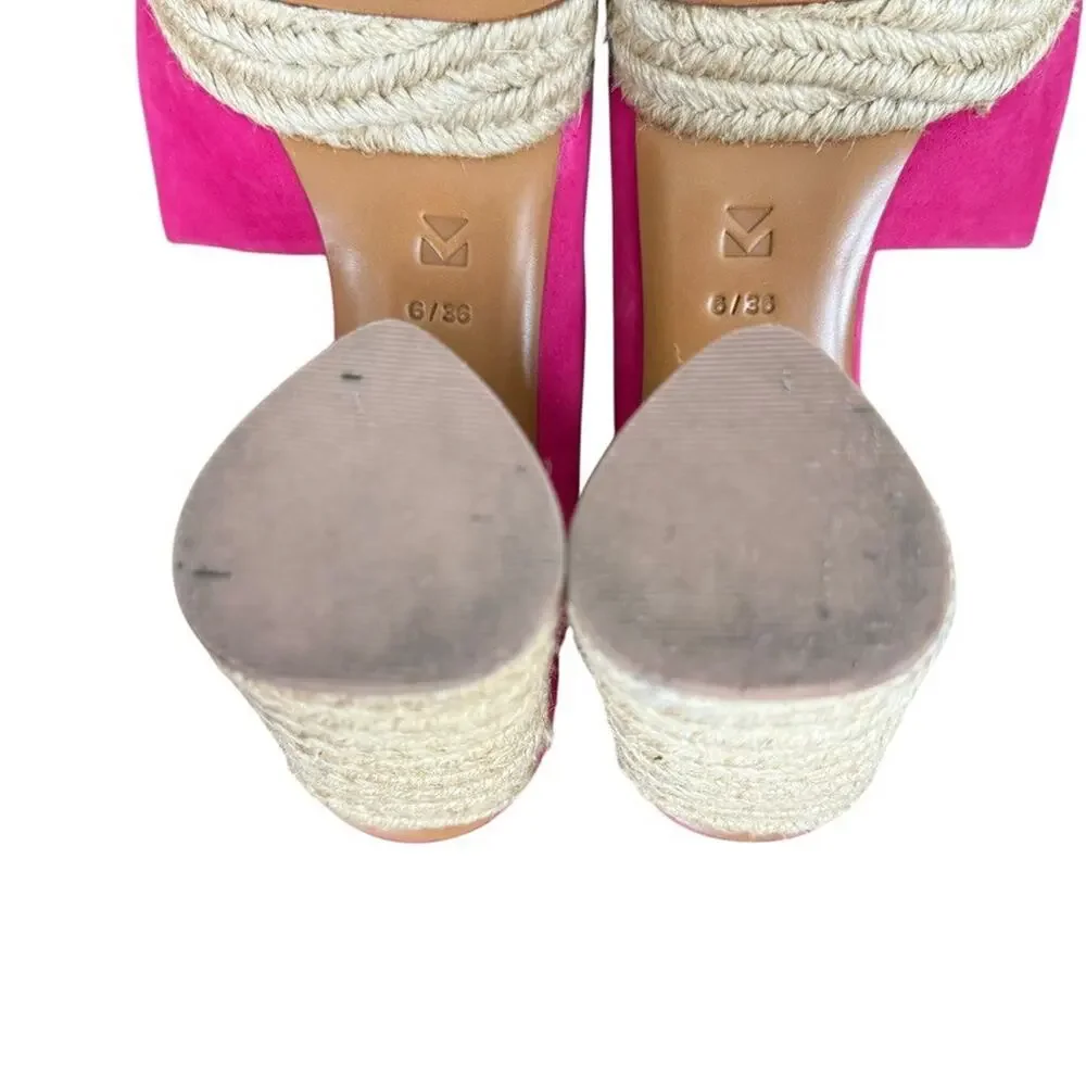 Mercedes Castillo Rocio All Leather Espadrille High Heel Sandals Pink Shoes sz 6